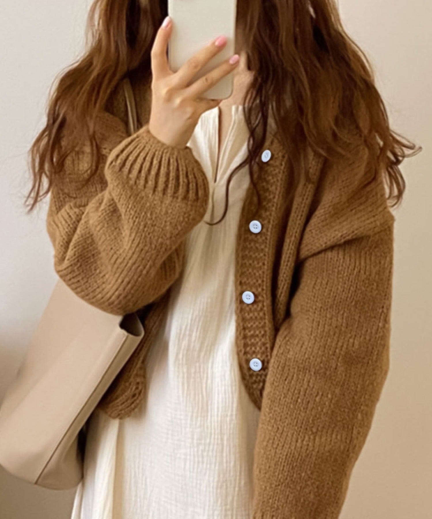 ガーリードール Girly Doll ざっくりカーディガン【韓国ファッション】 (キャメル) キャメル