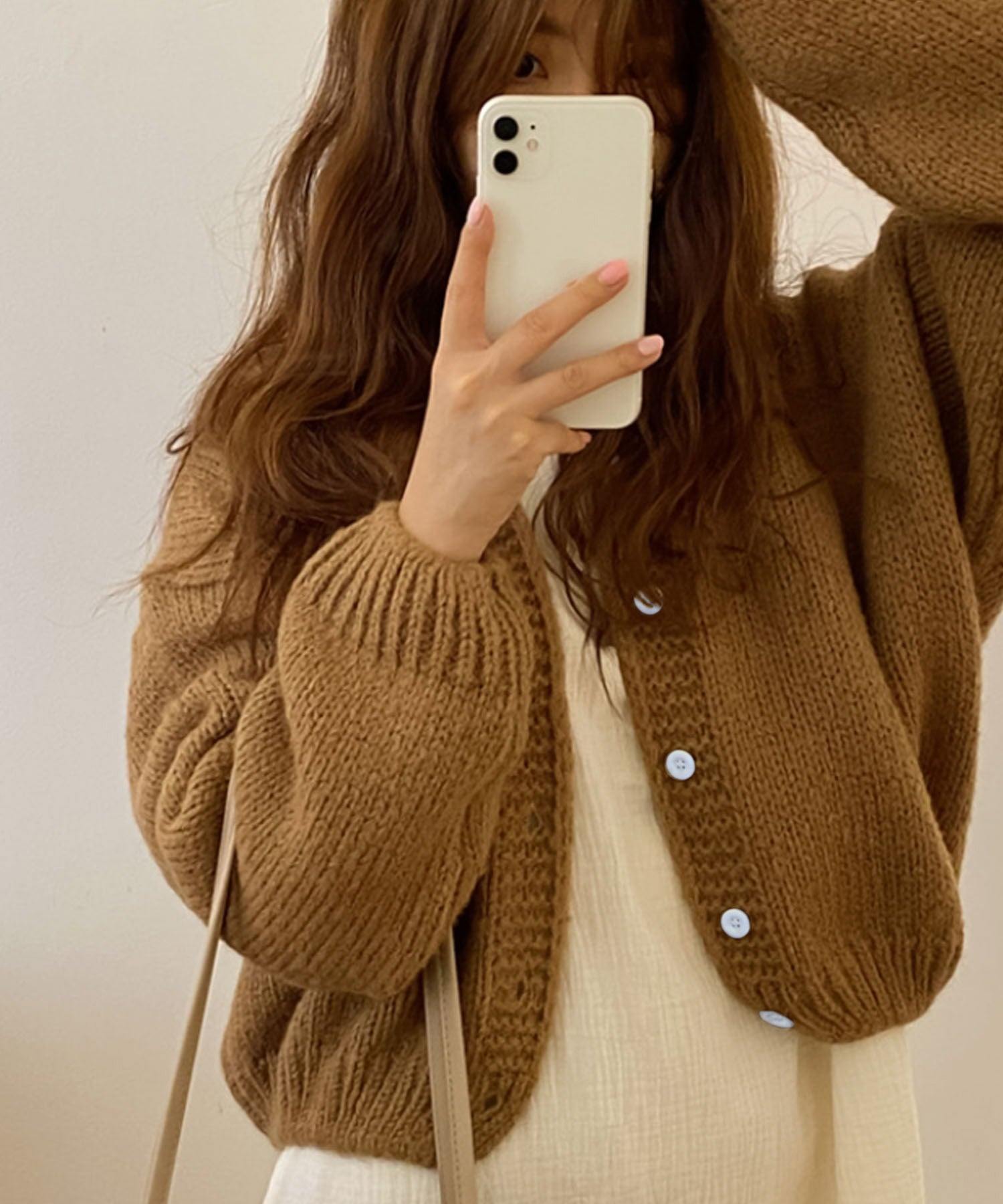 ガーリードール Girly Doll ざっくりカーディガン【韓国ファッション】 (キャメル) キャメル