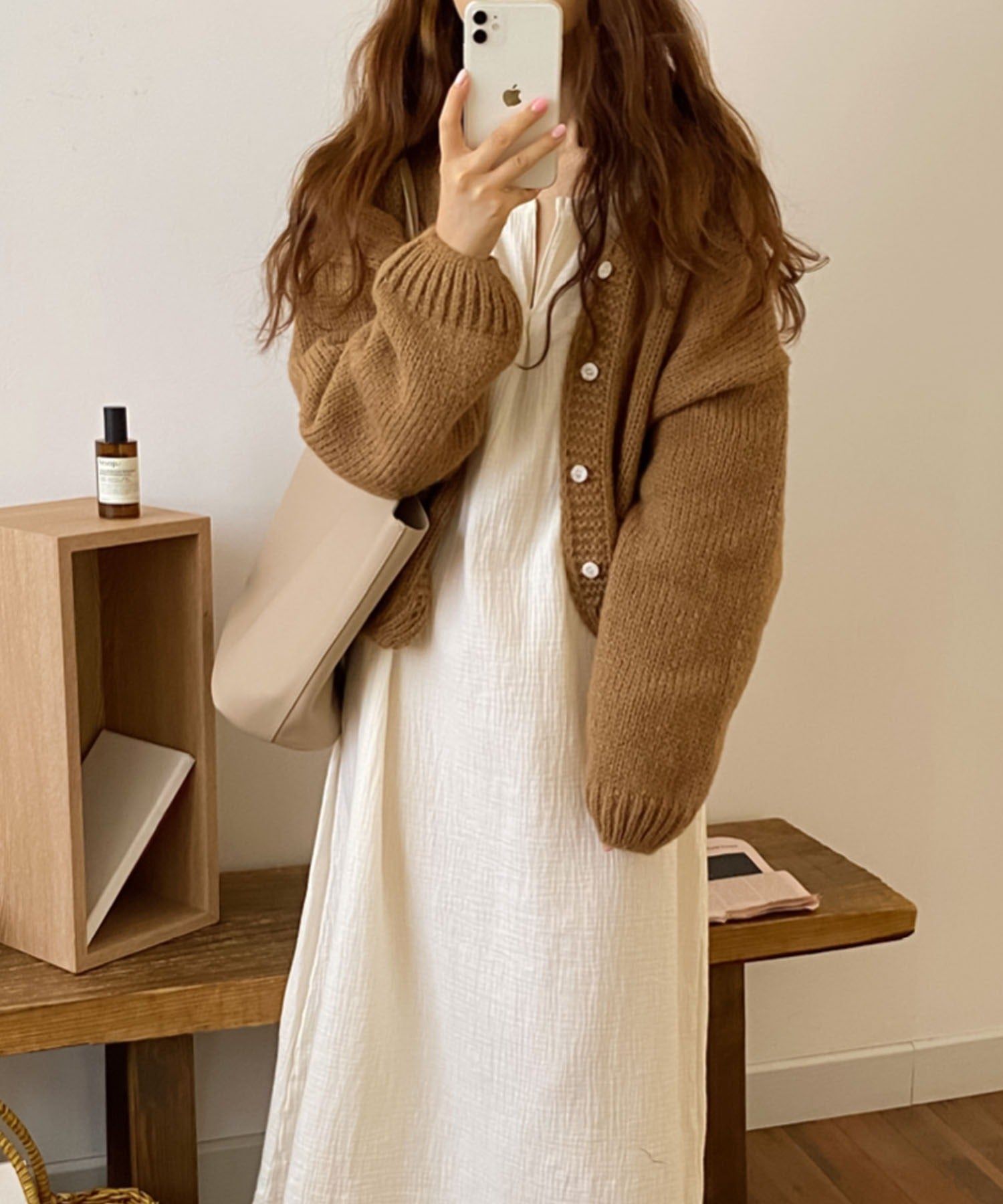 ガーリードール Girly Doll ざっくりカーディガン【韓国ファッション】 (キャメル) キャメル