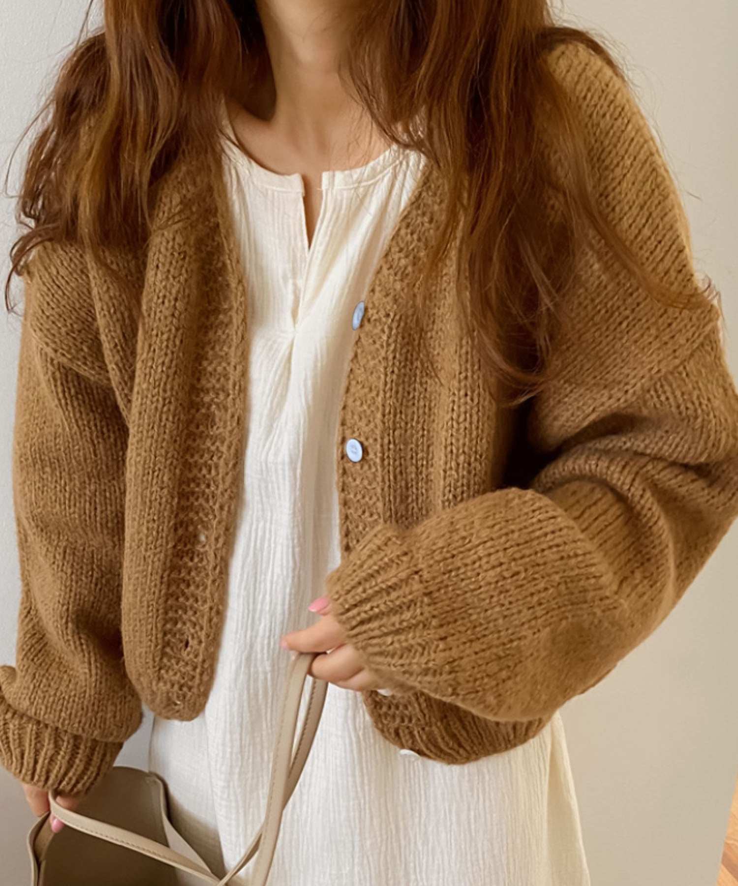 ガーリードール Girly Doll ざっくりカーディガン【韓国ファッション】 (キャメル) キャメル