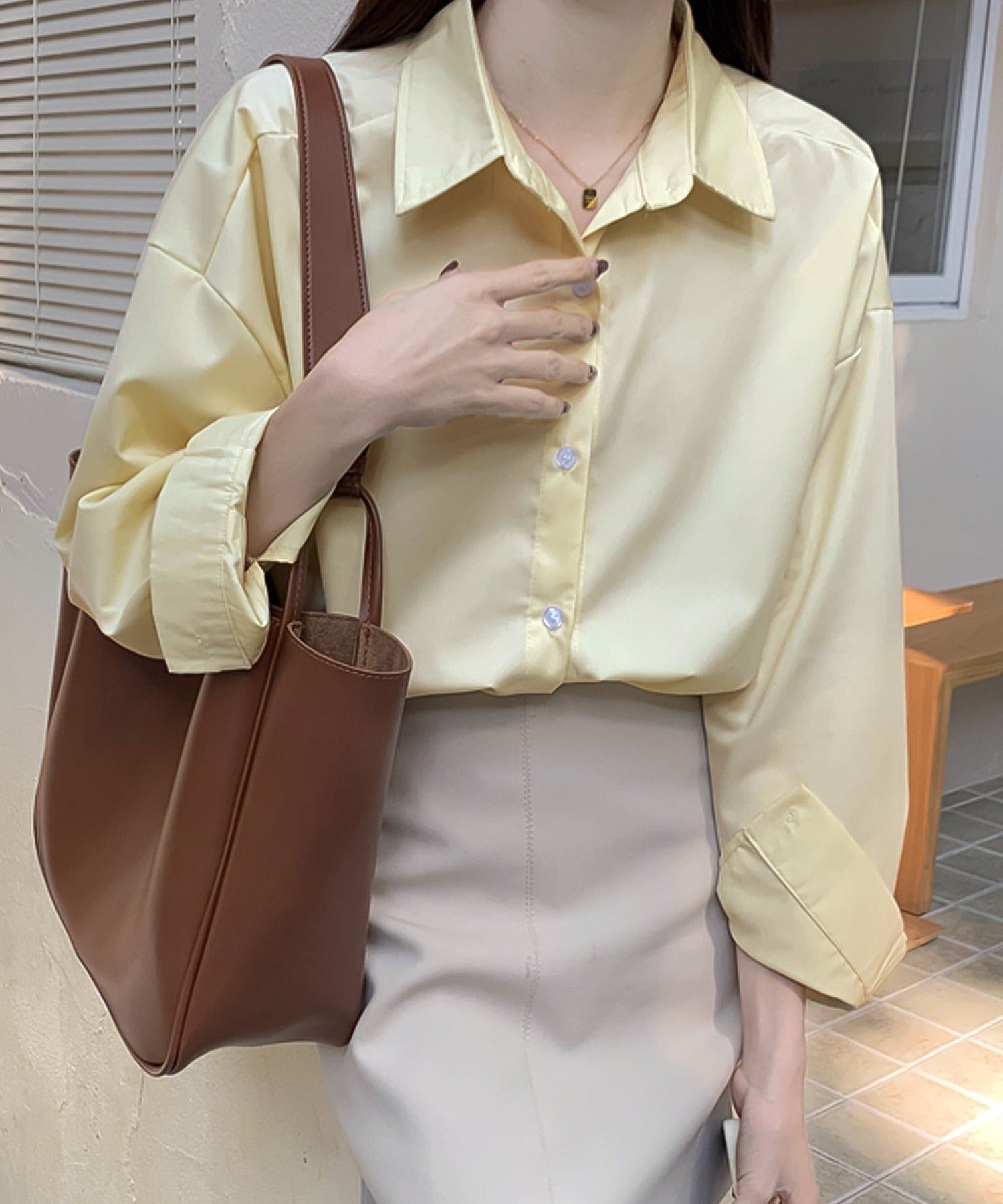 ガーリードール Girly Doll オーバーサイズシャツ【韓国ファッション】 (イエロー) イエロー