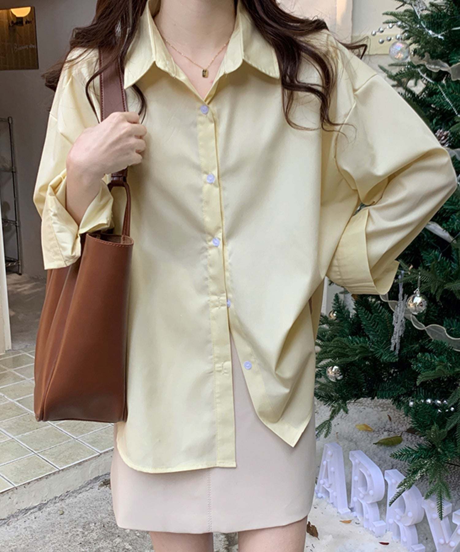 ガーリードール Girly Doll オーバーサイズシャツ【韓国ファッション】 (イエロー) イエロー