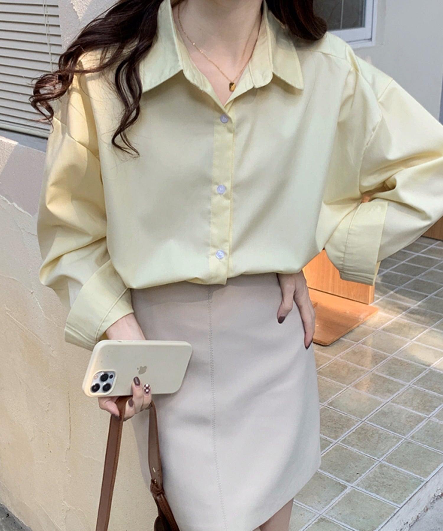 ガーリードール Girly Doll オーバーサイズシャツ【韓国ファッション】 (イエロー) イエロー