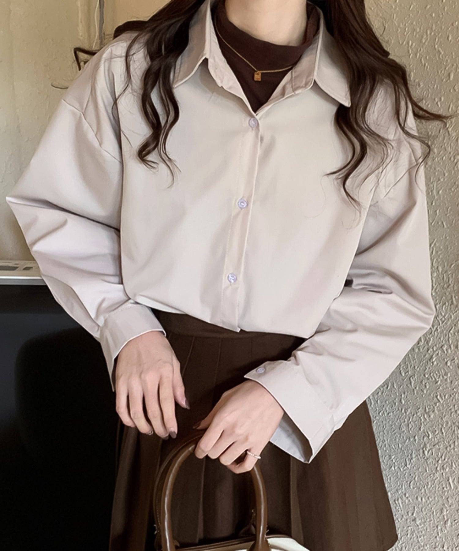 ガーリードール Girly Doll オーバーサイズシャツ【韓国ファッション】 (モカ) モカ