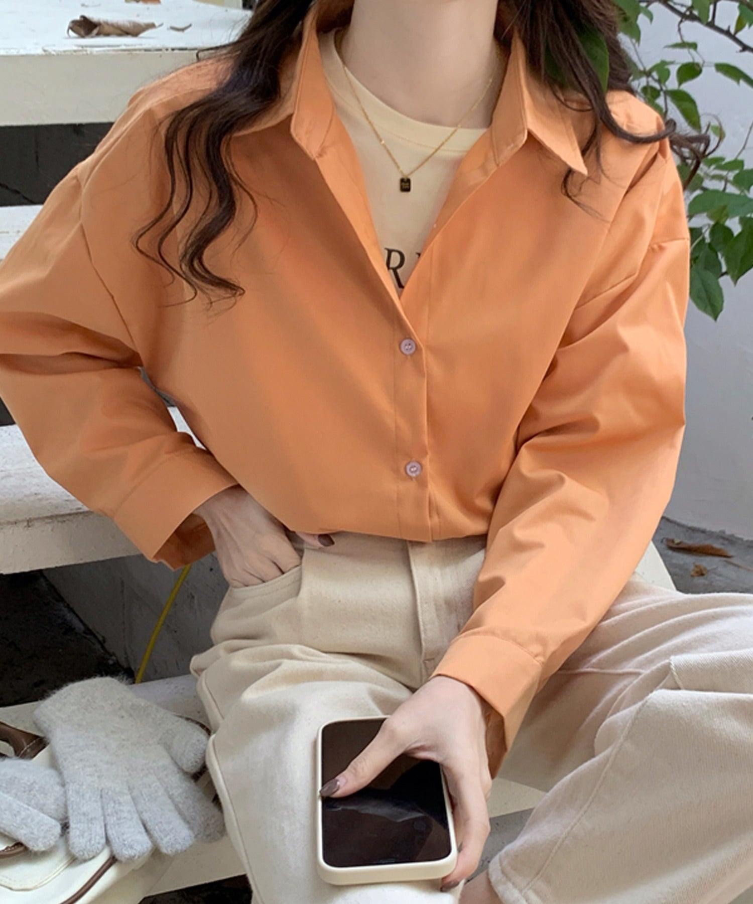 ガーリードール Girly Doll オーバーサイズシャツ【韓国ファッション】 (オレンジ) オレンジ