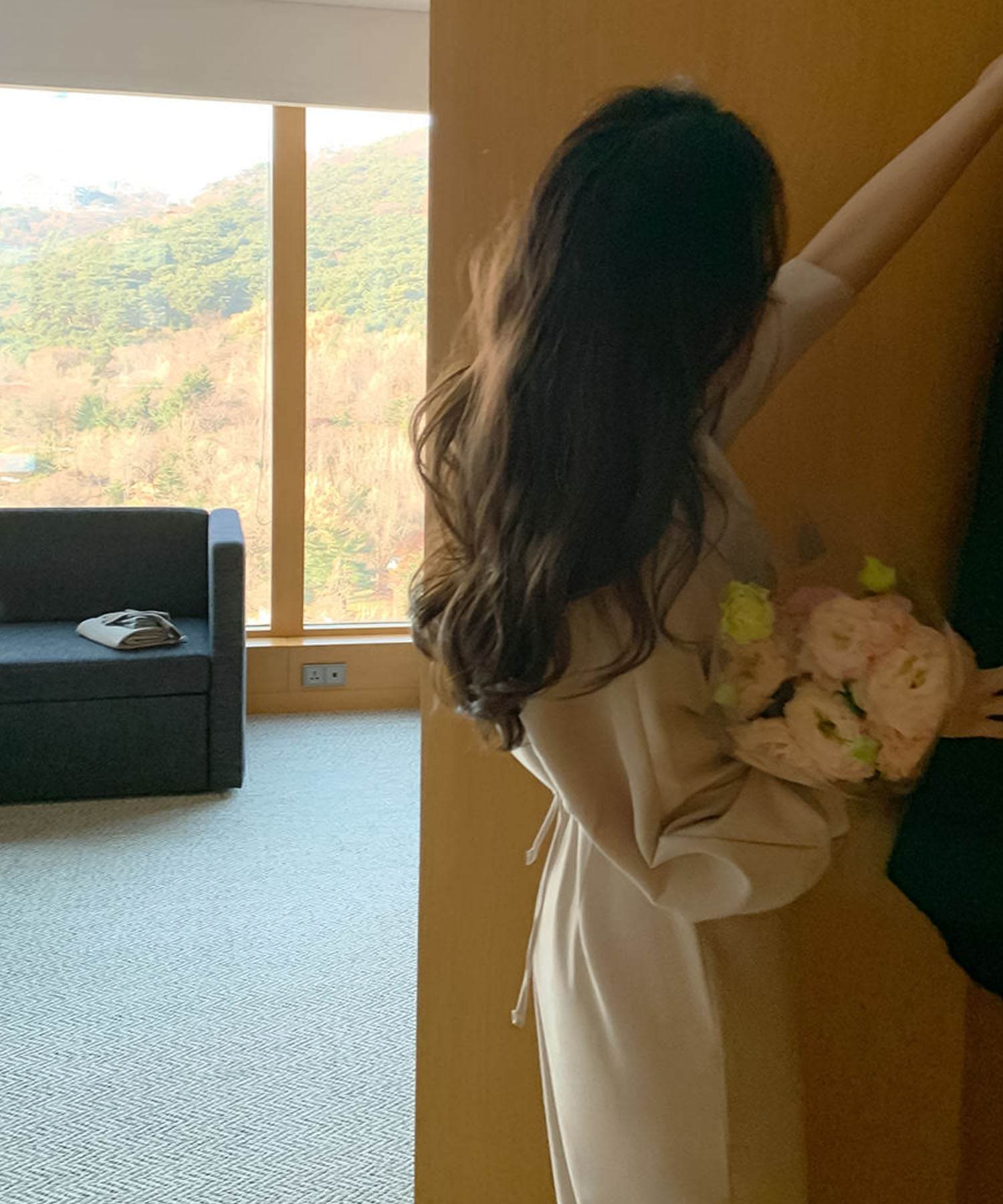 ガーリードール Girly Doll ボリュームシャツバルーンスリーブワンピース【韓国ファッション】 (ベージュ) ベージュ