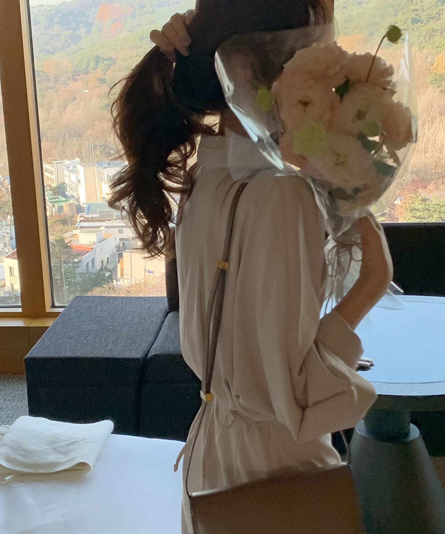 ガーリードール Girly Doll ボリュームシャツバルーンスリーブワンピース【韓国ファッション】 (ベージュ) ベージュ