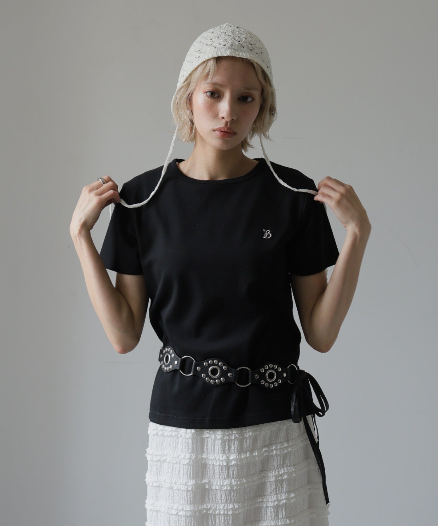 ガーリードール Girly Doll ワンポイント刺繍Tシャツ (ブラック) ブラック