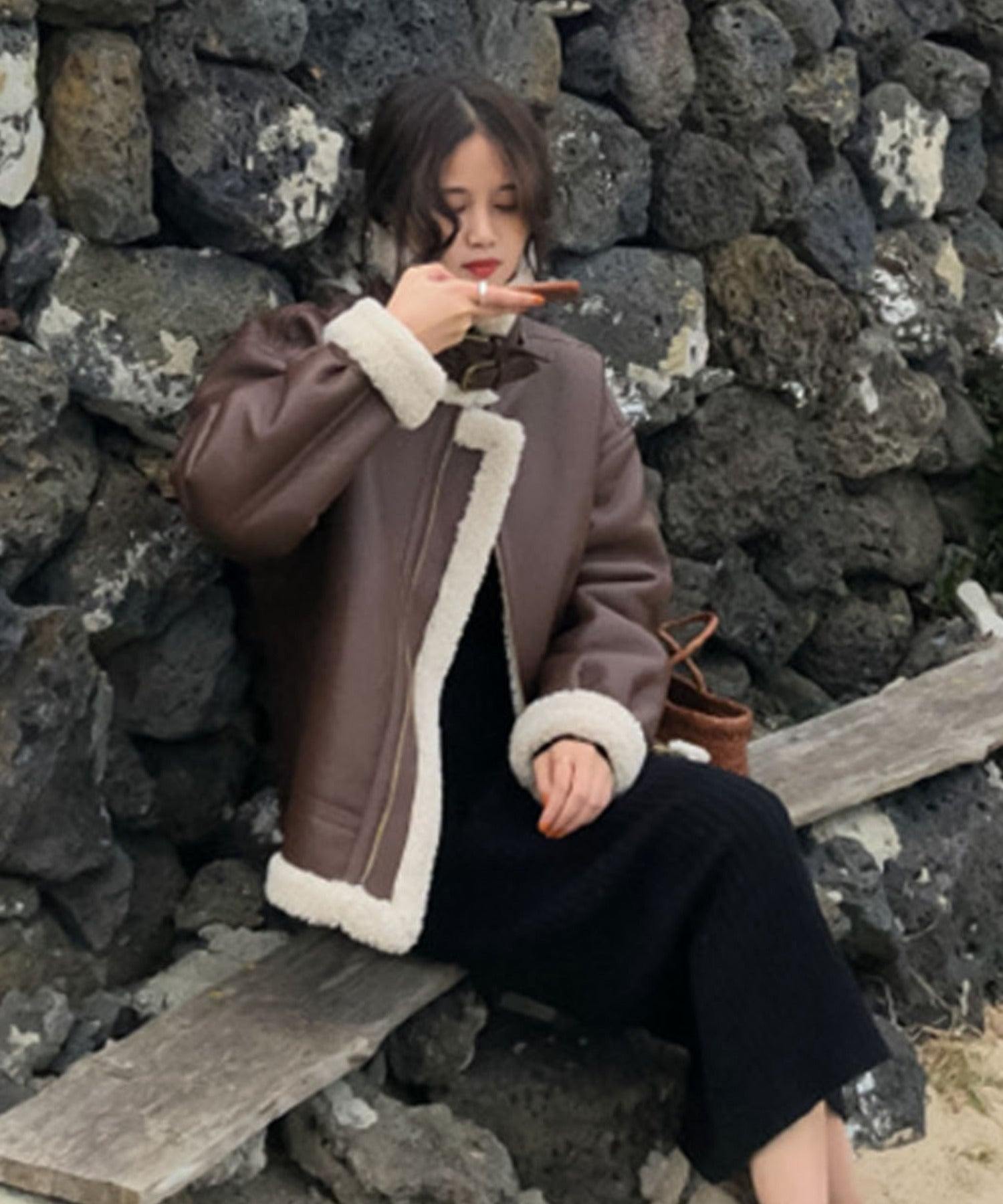 ガーリードール Girly Doll ボアブルゾンジャケット (ブラウン) ブラウン