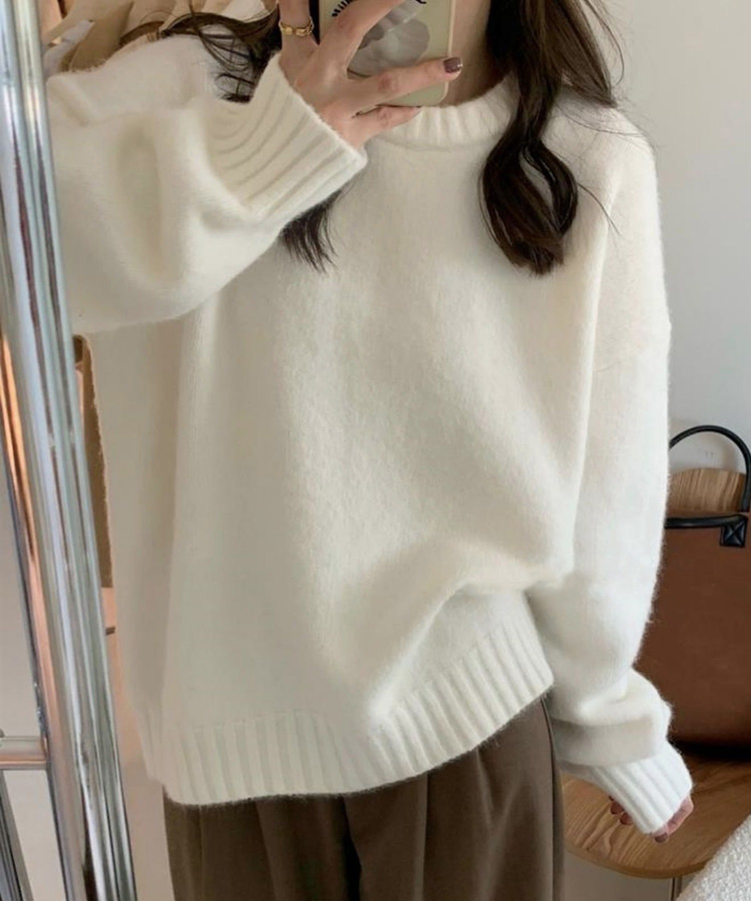 ガーリードール Girly Doll クルーネックニットプルオーバー (オフホワイト) オフホワイト