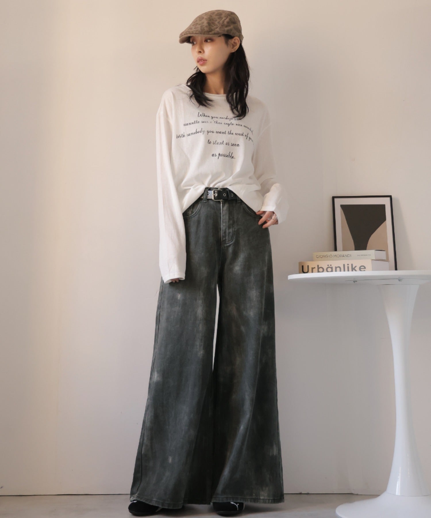 ガーリードール Girly Doll タイダイデザインワイドデニム (ダークグレー) ダークグレー