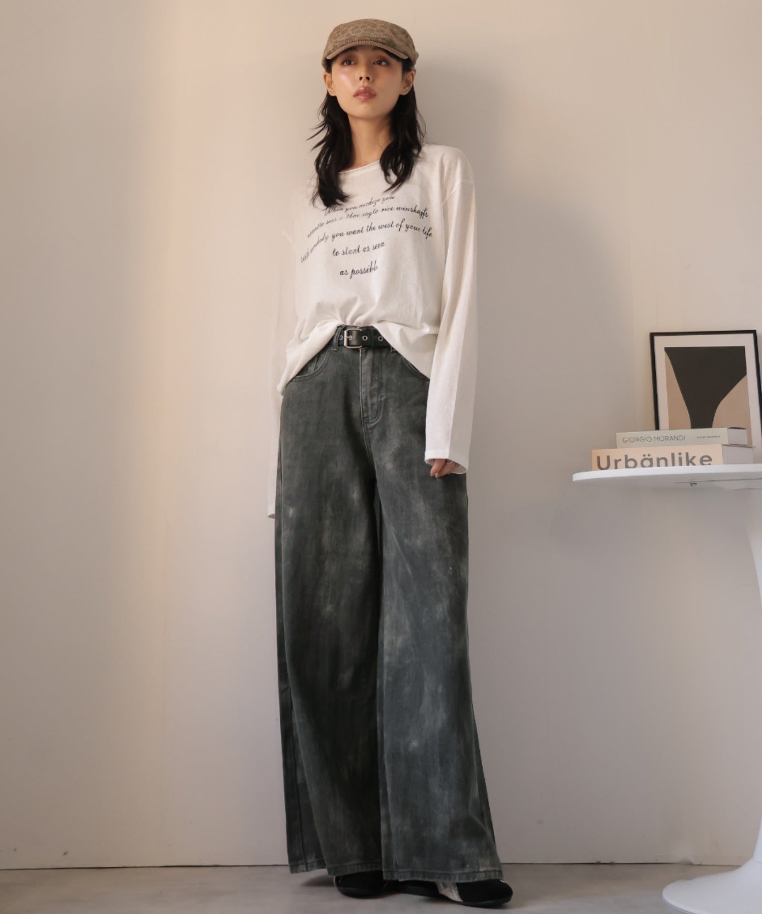 ガーリードール Girly Doll タイダイデザインワイドデニム (ダークグレー) ダークグレー