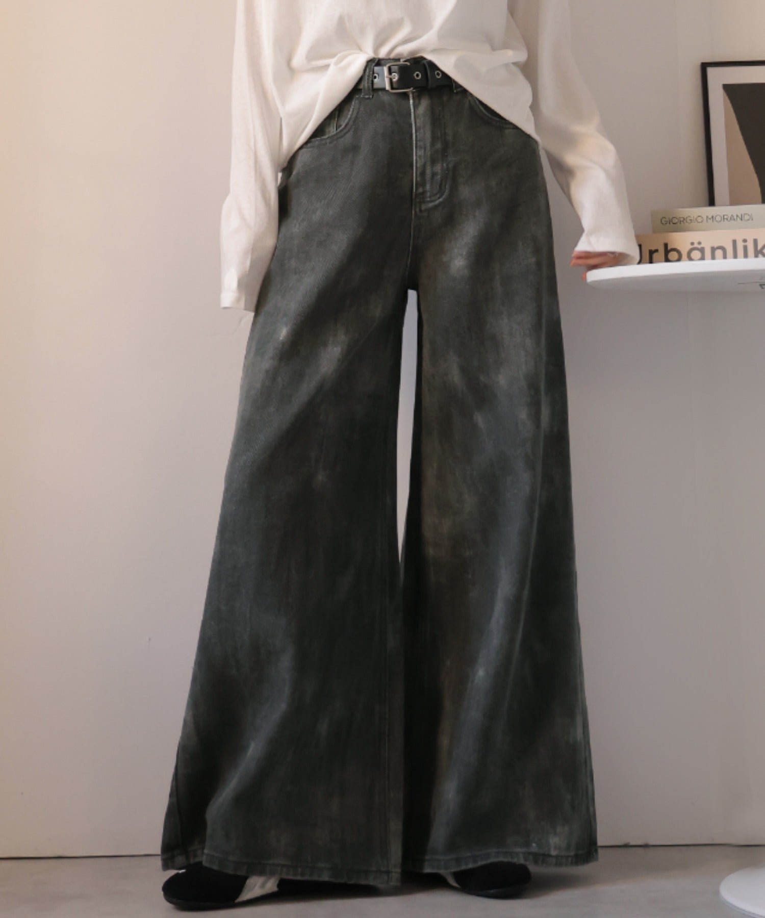 ガーリードール Girly Doll タイダイデザインワイドデニム (ダークグレー) ダークグレー