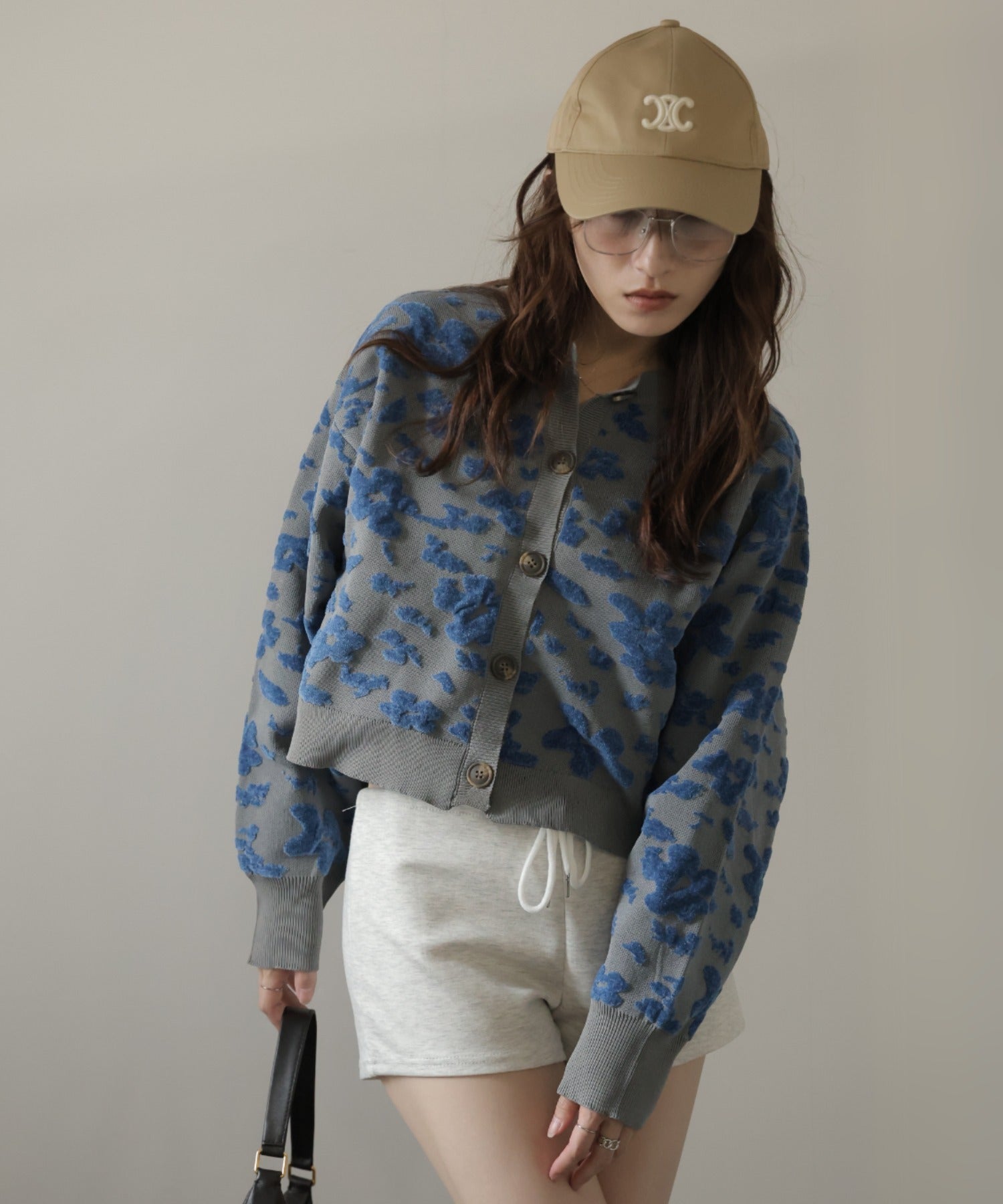 ガーリードール Girly Doll モール花柄ショートカーデ (グレー) グレー