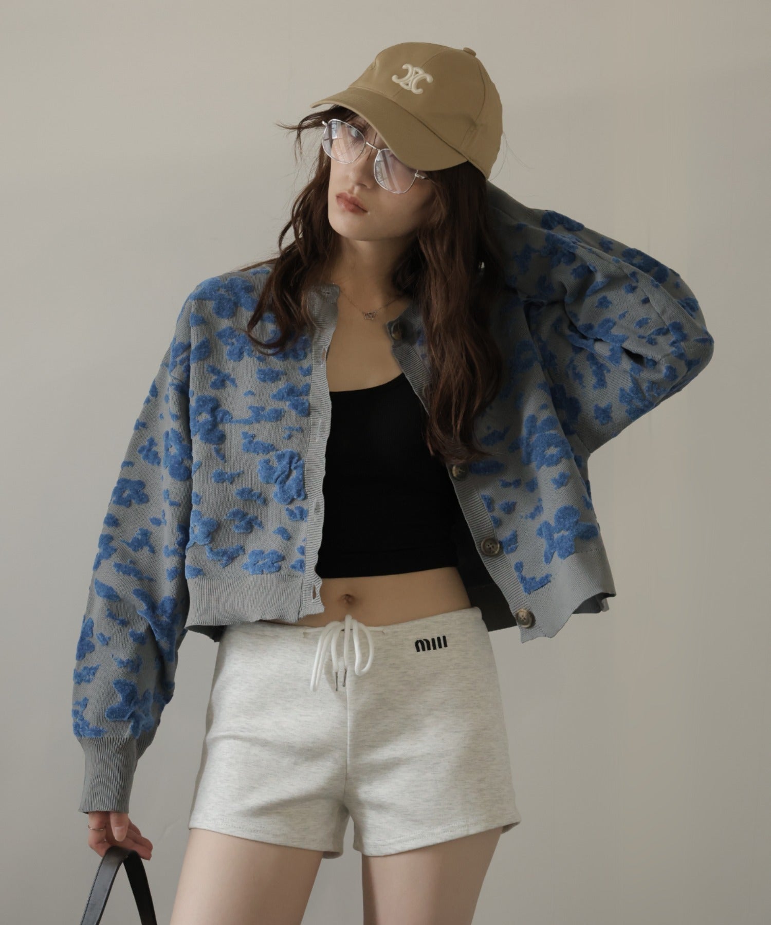 ガーリードール Girly Doll モール花柄ショートカーデ (グレー) グレー