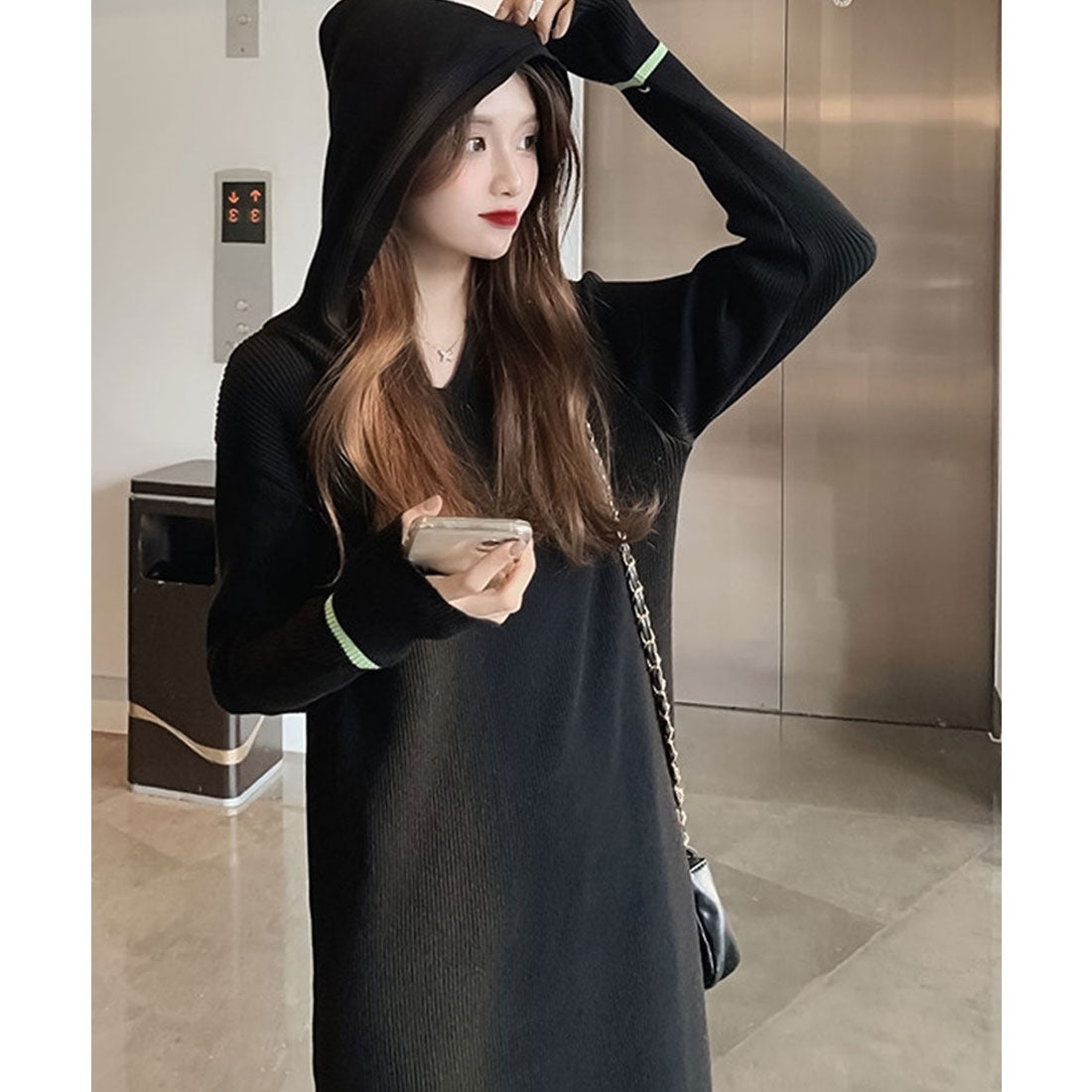 ガーリードール Girly Doll ニットフーディーロングワンピース