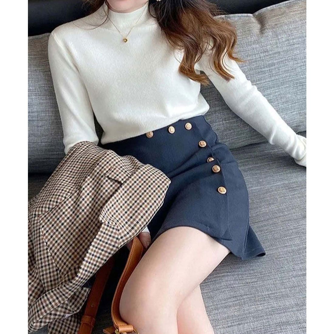 ガーリードール Girly Doll ボトルネックニットトップス (ホワイト) ホワイト