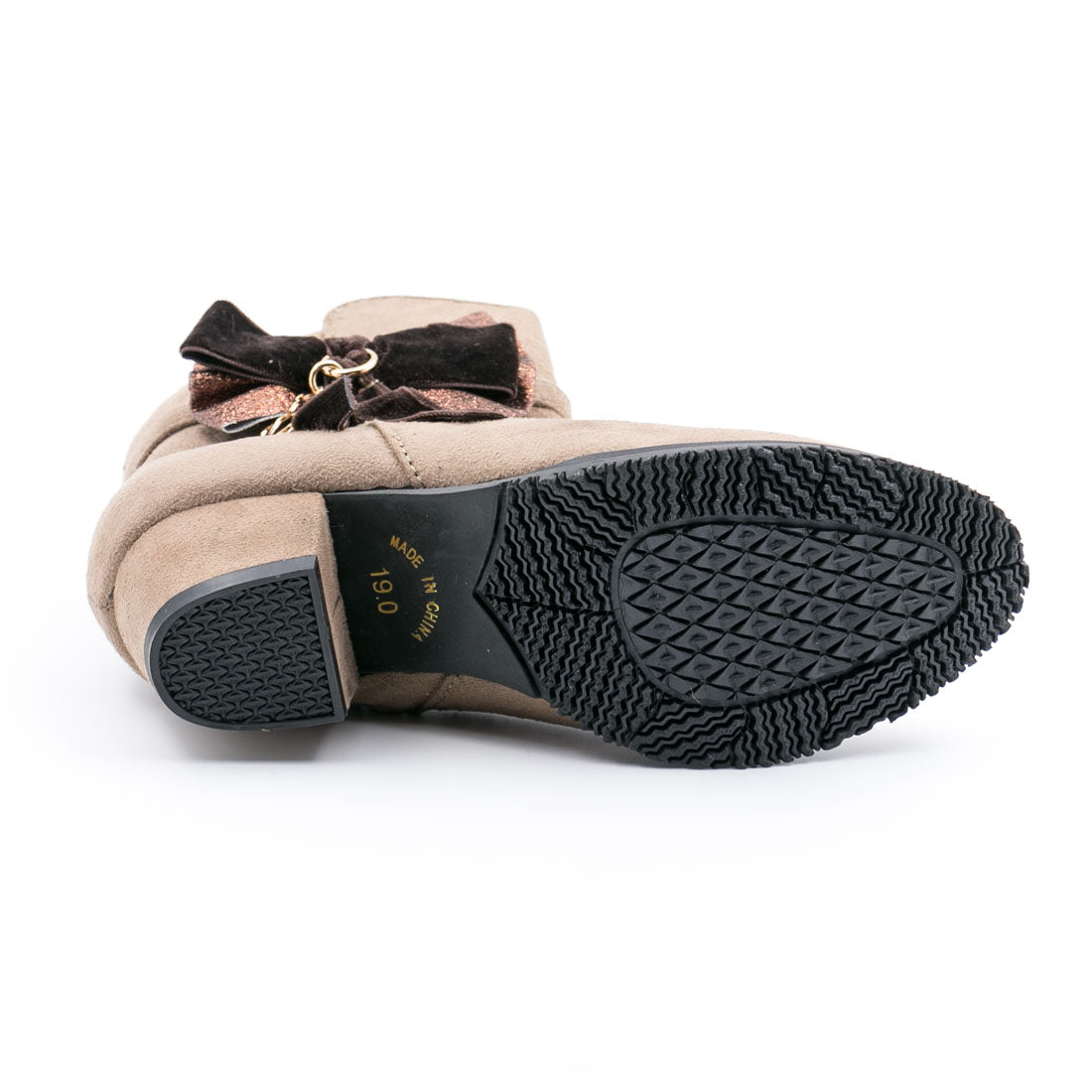 ギャラリー gallery キッズ ジュニア 女の子 子供 ブーツ リボン クマ チャーム スエード調 低反発インソール 滑り止め (オーク) オーク