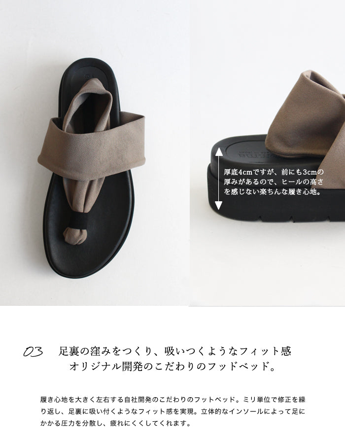 ギャラリー gallery レディース サンダル 厚底 ストレッチ トングサンダル LGW-14 疲れにくい ぺたんこ ビーチサンダル 日本製 (ブラック) ブラック