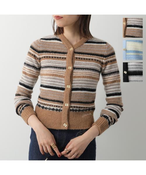 ガニー GANNI GANNI カーディガン Soft Wool Stripe Cardigan ニット (K2257/271/Skyway) K2257/271/Skyway