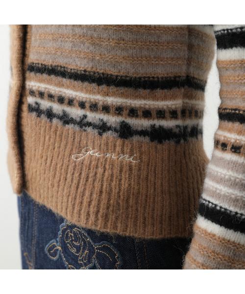 ガニー GANNI GANNI カーディガン Soft Wool Stripe Cardigan ニット (K2257/271/Skyway) K2257/271/Skyway