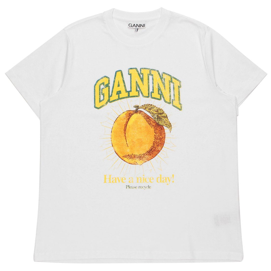 ガニー GANNI Tシャツ カットソー ホワイト オレンジ レディース GANNI T3529 151 (BRIGHT WHITE) BRIGHT WHITE