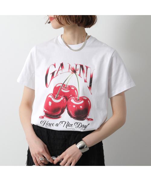 [Ganni] チェリー ロゴ Tシャツ T4004 151 ☆送料込☆ GANNI GANNI Short Sleeve T-Shirt T4004 Basic Jersey Cherry