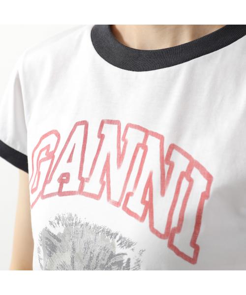 ガニー GANNI GANNI 半袖 Tシャツ Basic Cotton Jersey Margot Kitty Print (151/BRIGHT-WHITE/ホワイト) 151/BRIGHT-WHITE/ホワイト