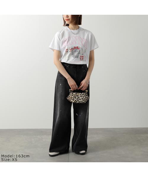 ガニー GANNI GANNI 半袖 Tシャツ Basic cotton Jersey T-shirt ロゴ (A1050029/151/BRIGHT-WHITE) A1050029/151/BRIGHT-WHITE