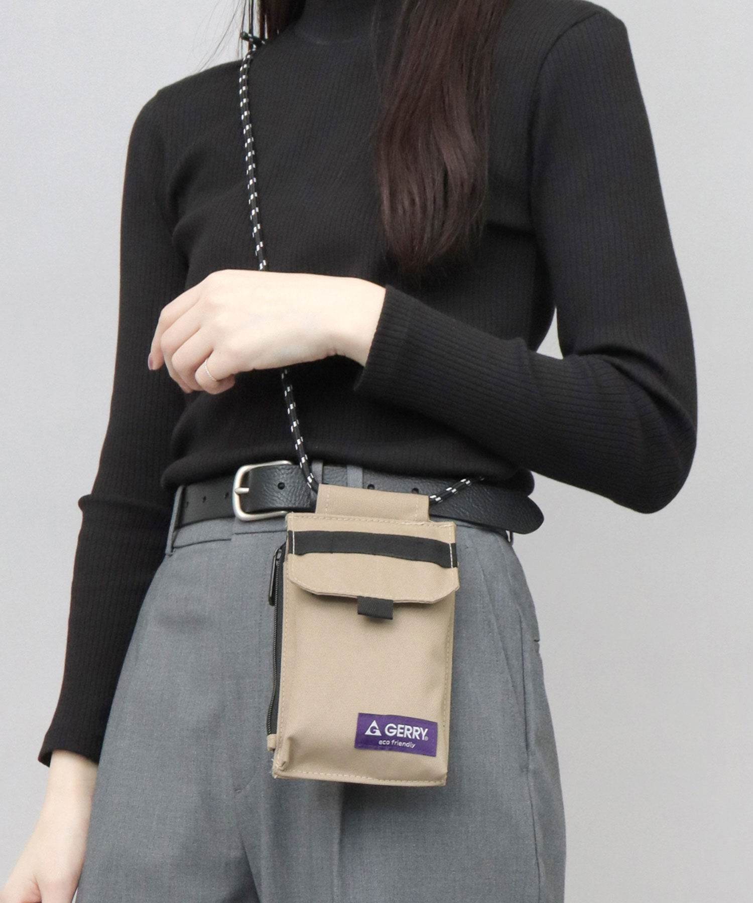 ジェリー GERRY 撥水加工 リサイクルポリエステル スマホ マルチミニショルダーバッグ (ベージュ) ベージュ