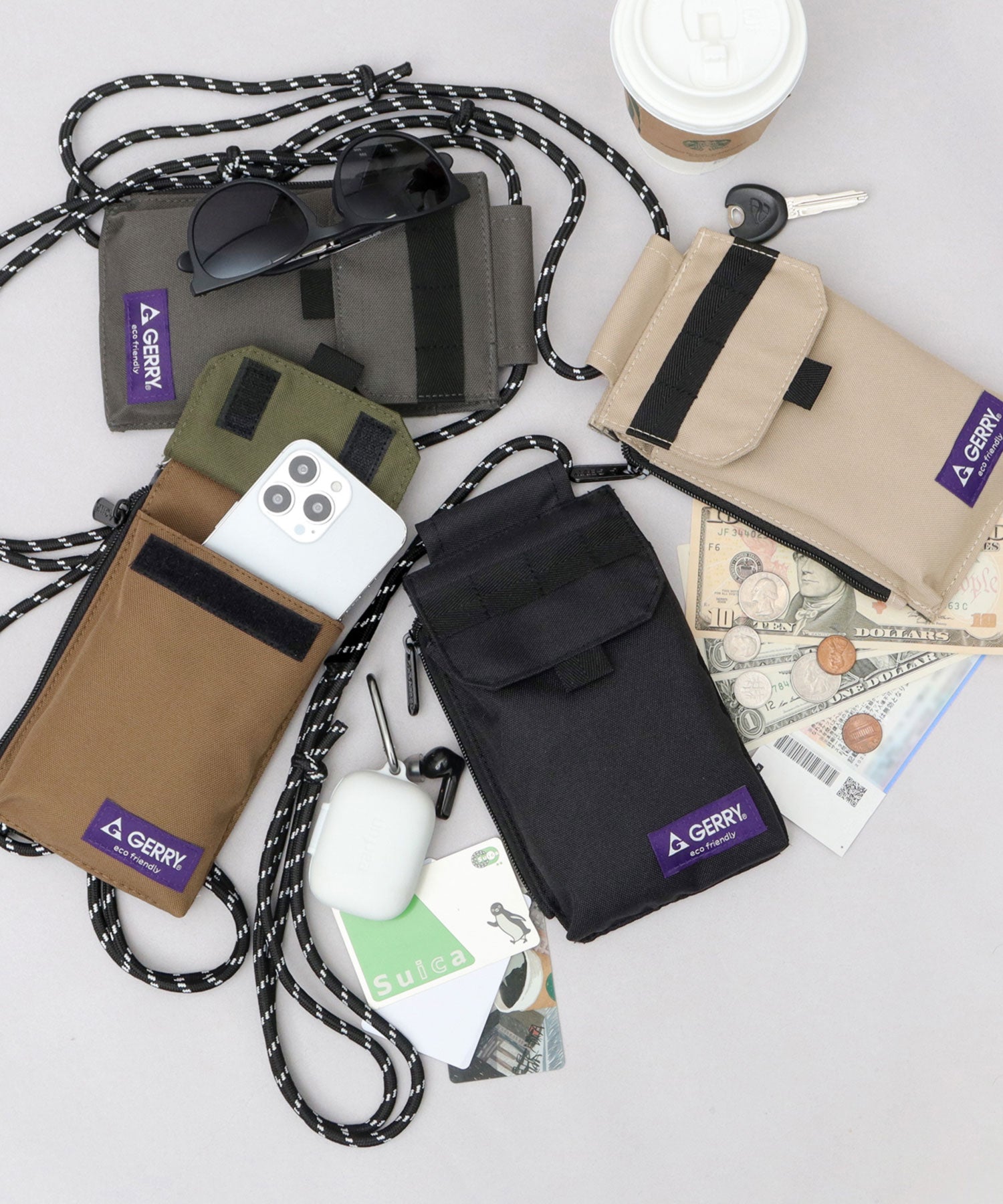 ジェリー GERRY 撥水加工 リサイクルポリエステル スマホ マルチミニショルダーバッグ (ベージュ) ベージュ