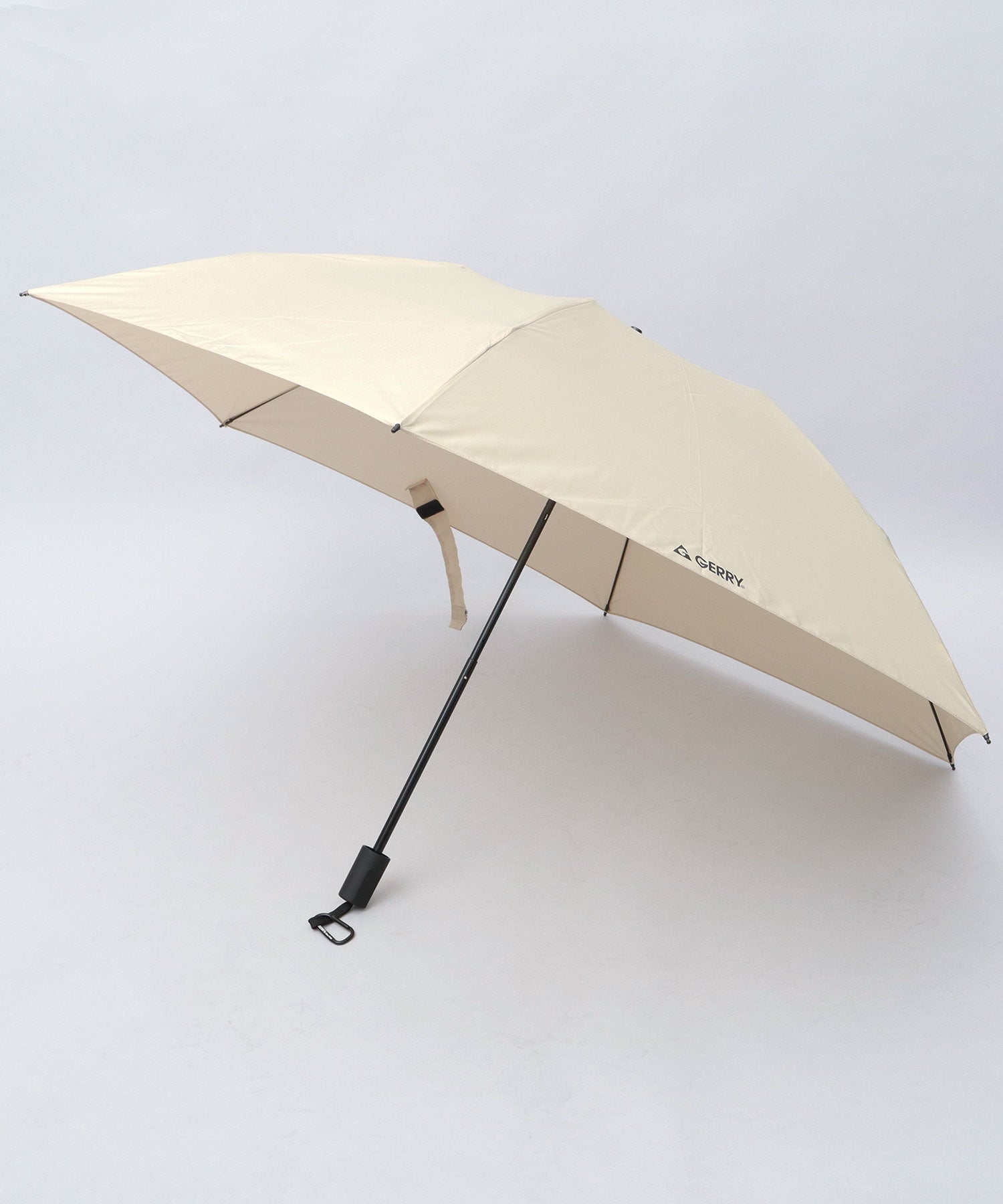 ジェリー GERRY 超撥水 軽量・スリム スマート メンズ折傘 大きめサイズ 58cm カラビナ付き (ベージュ) ベージュ