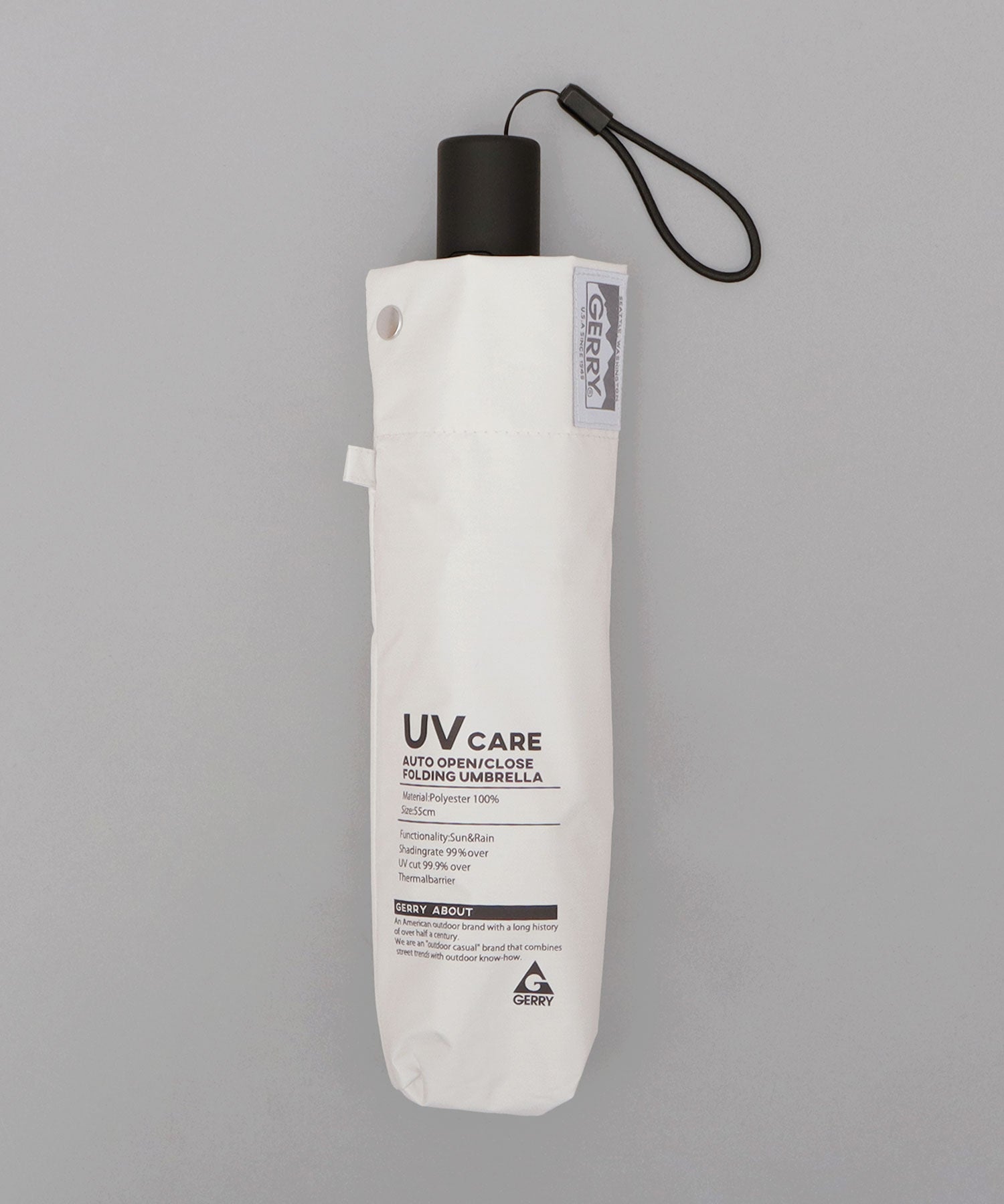 ジェリー GERRY 晴雨兼用 自動開閉式 折り畳み メンズ日傘 55cm 軽量モデル (オフホワイト) オフホワイト