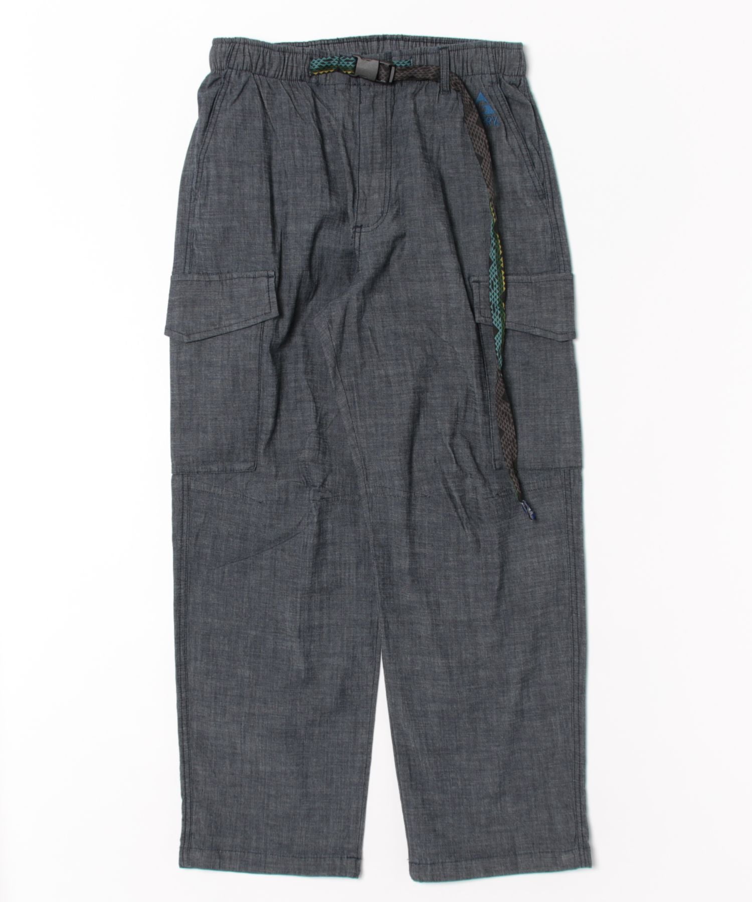 ジェリー GERRY 【GERRY】シャンブレー・ポプリン ストレッチワイドカーゴパンツ 079230 (ブルー) ブルー