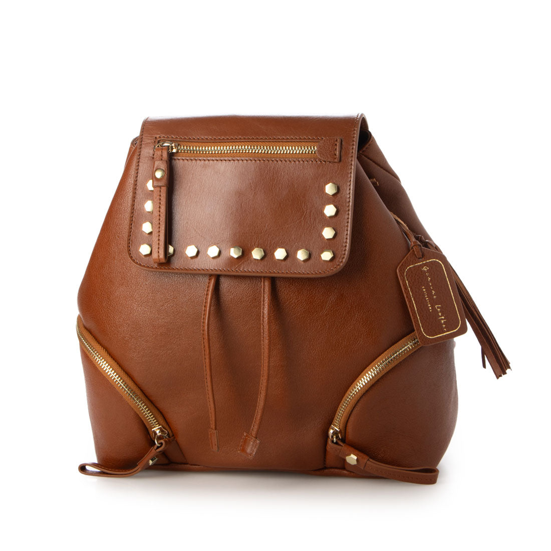 ジェニュインレザー Genuine Leather 天然シボ レザーリュック 本革 (CAMEL) CAMEL