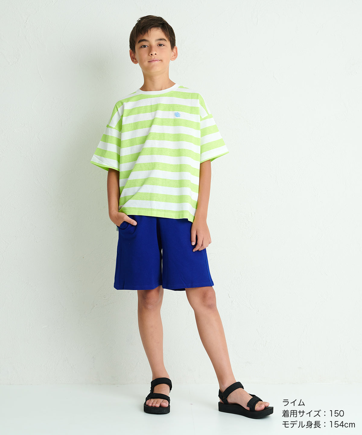 ディフィット D.FIT ボーダーBIG Tシャツ,ライム