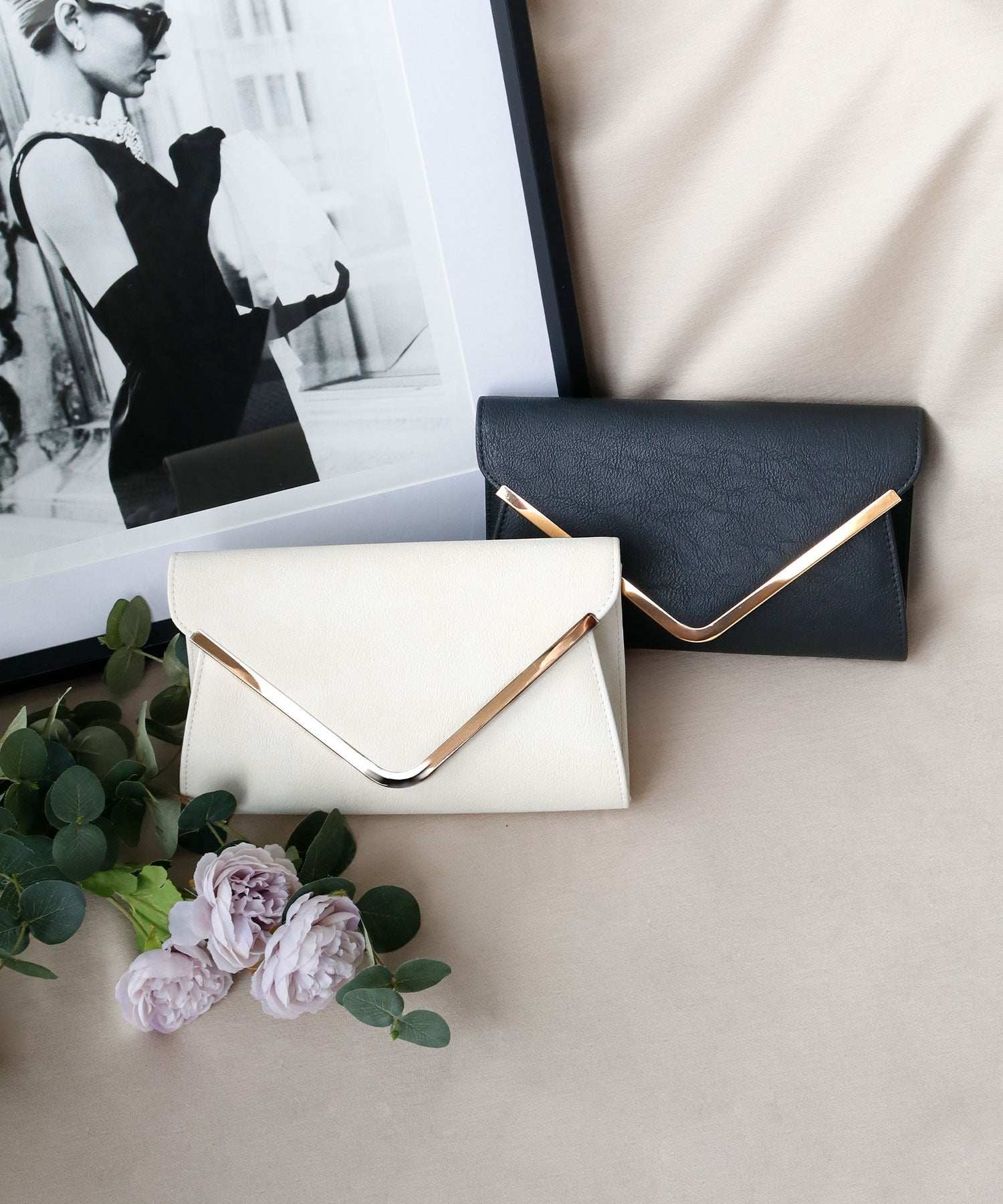 ガール GIRL V字プレートフェイクレザークラッチパーティーバッグ