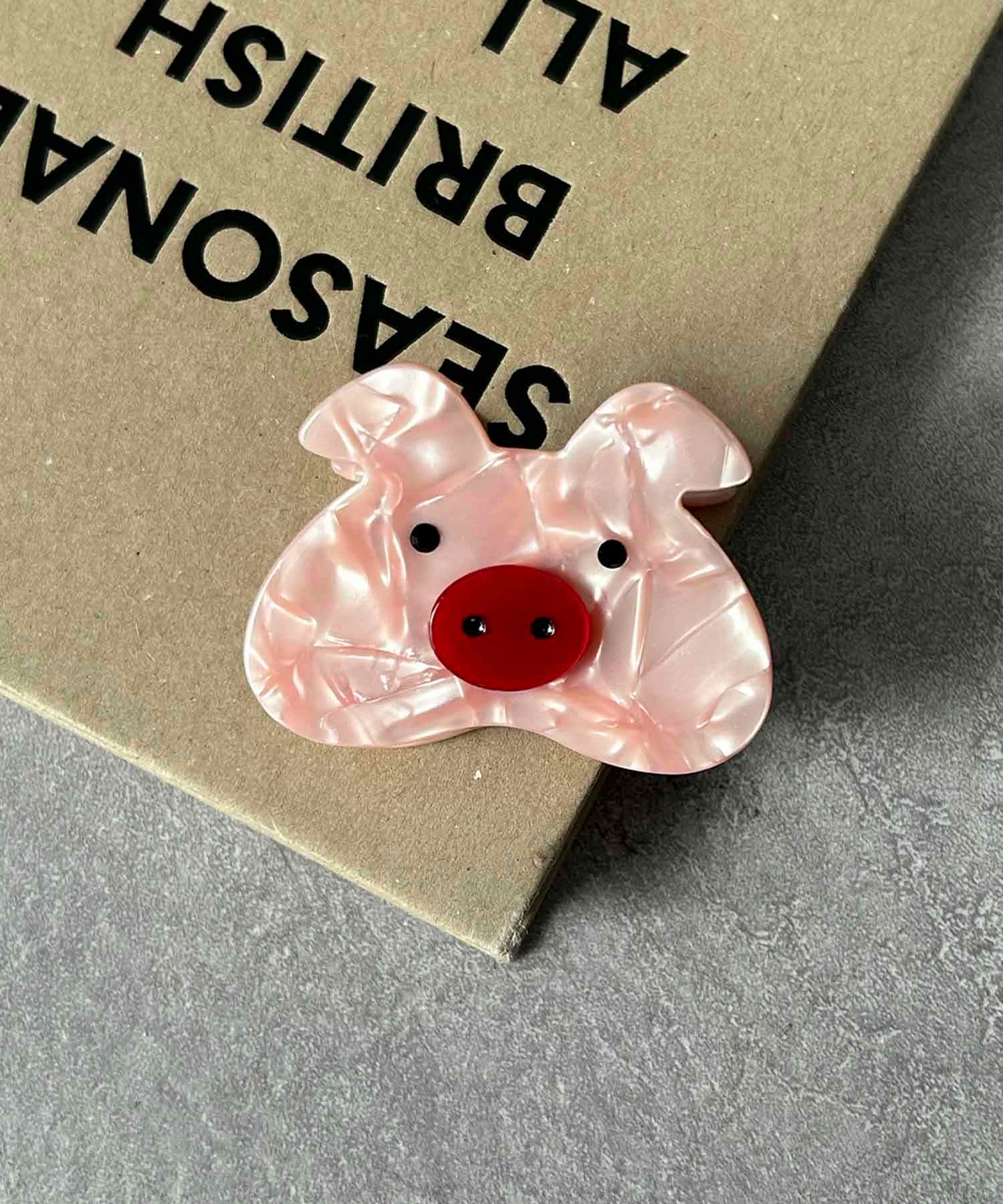 ガール GIRL アニマルモチーフ 楽器モチーフ バレッタ ヘアクリップ 大きめ ハーフアップ ヘアアクセサリー バンスクリップ (B:ぶた) B:ぶた