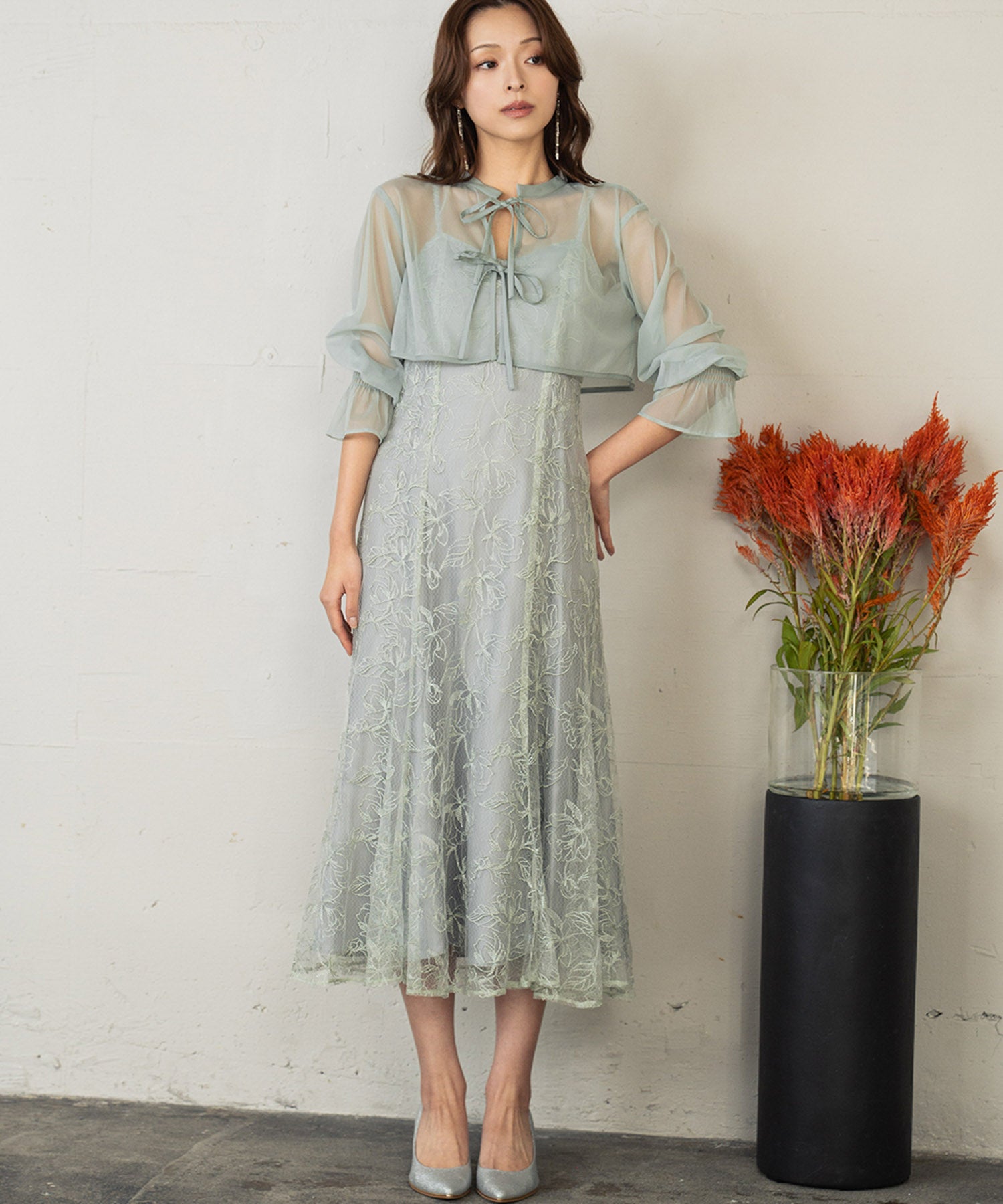 ガール GIRL ダブルリボンボレロセットドレス 2WAY 結婚式 ワンピース パーティードレス オケージョンドレス お呼ばれ 二次会 成人式 同窓会 (ミント) ミント