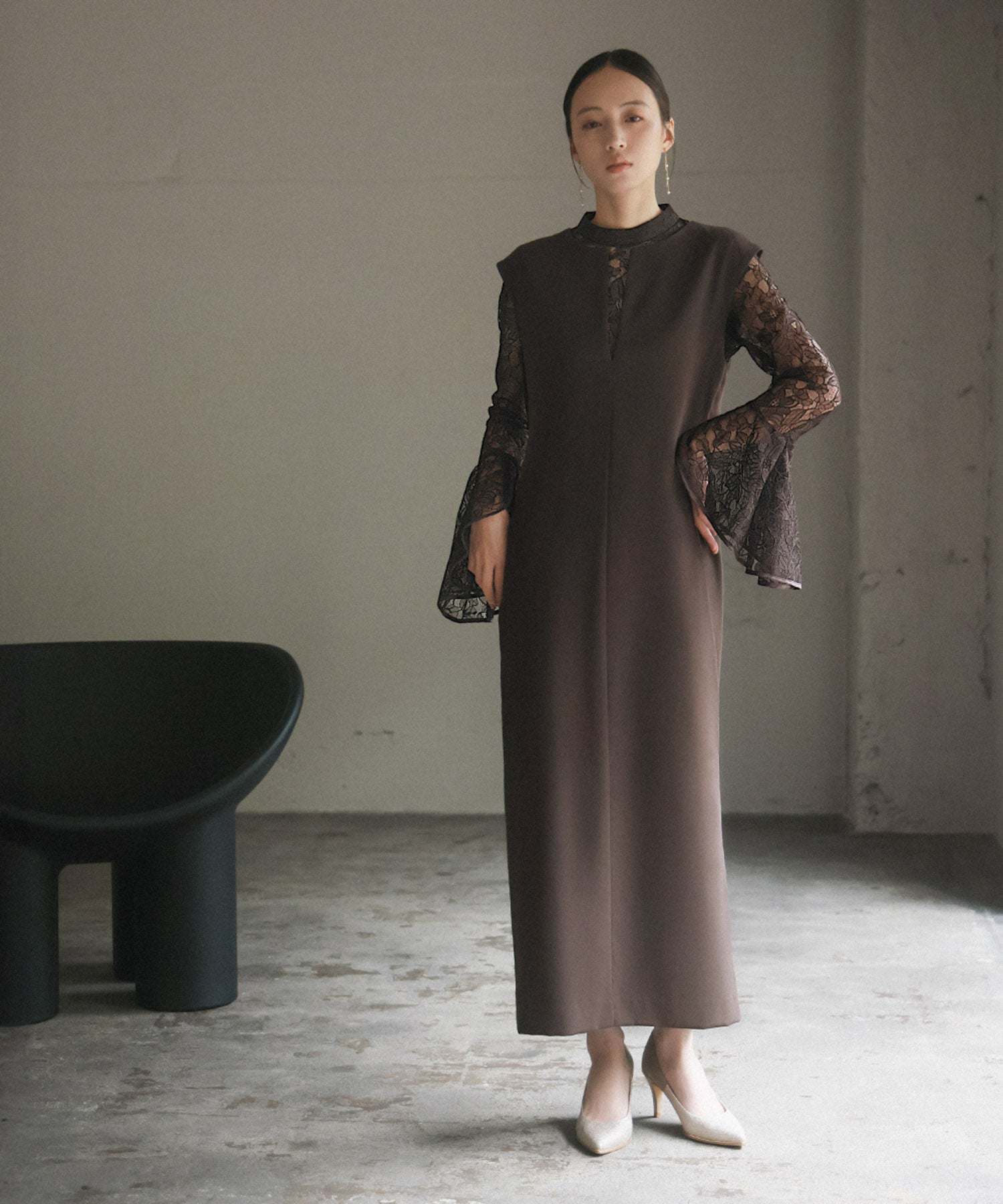 Girl Lace Bell Sleeve Blouse and Jumper Skirt Layered Mermaid Long Wedding Dress Party Dress Occasion Dress Invitation Second Party Coming of Age Ceremony Reunion Maternity Pregnant