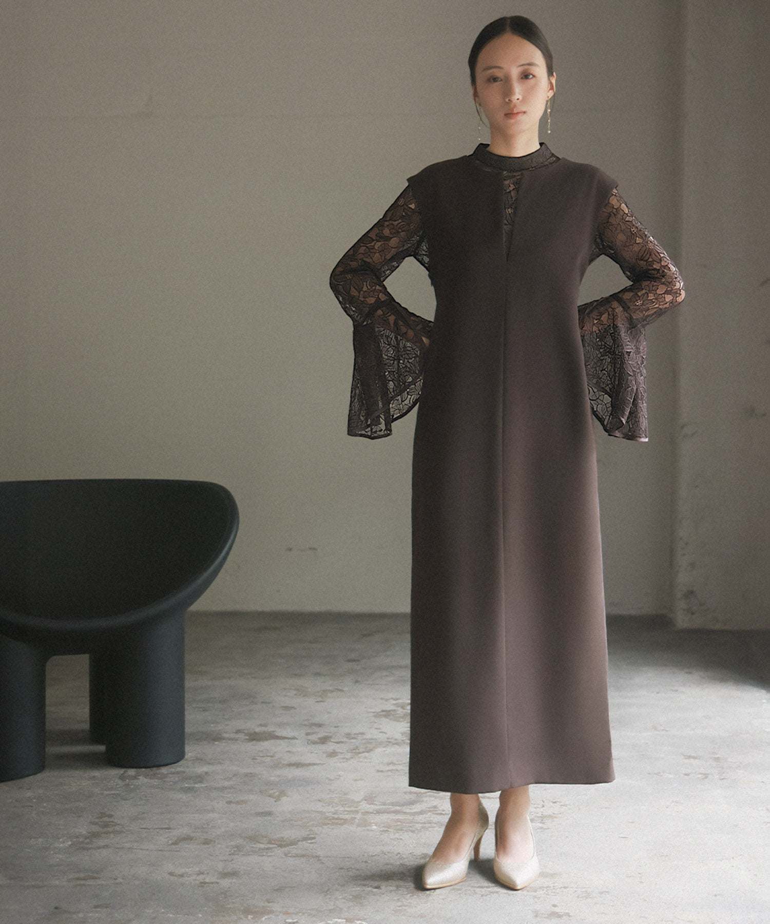 Girl Lace Bell Sleeve Blouse and Jumper Skirt Layered Mermaid Long Wedding Dress Party Dress Occasion Dress Invitation Second Party Coming of Age Ceremony Reunion Maternity Pregnant