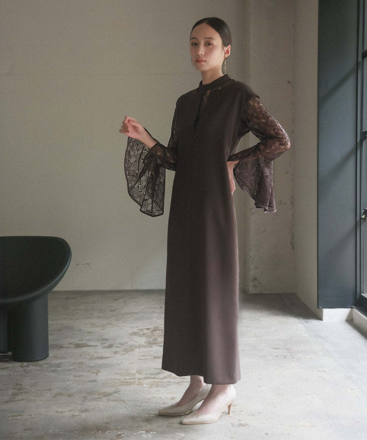 Girl Lace Bell Sleeve Blouse and Jumper Skirt Layered Mermaid Long Wedding Dress Party Dress Occasion Dress Invitation Second Party Coming of Age Ceremony Reunion Maternity Pregnant