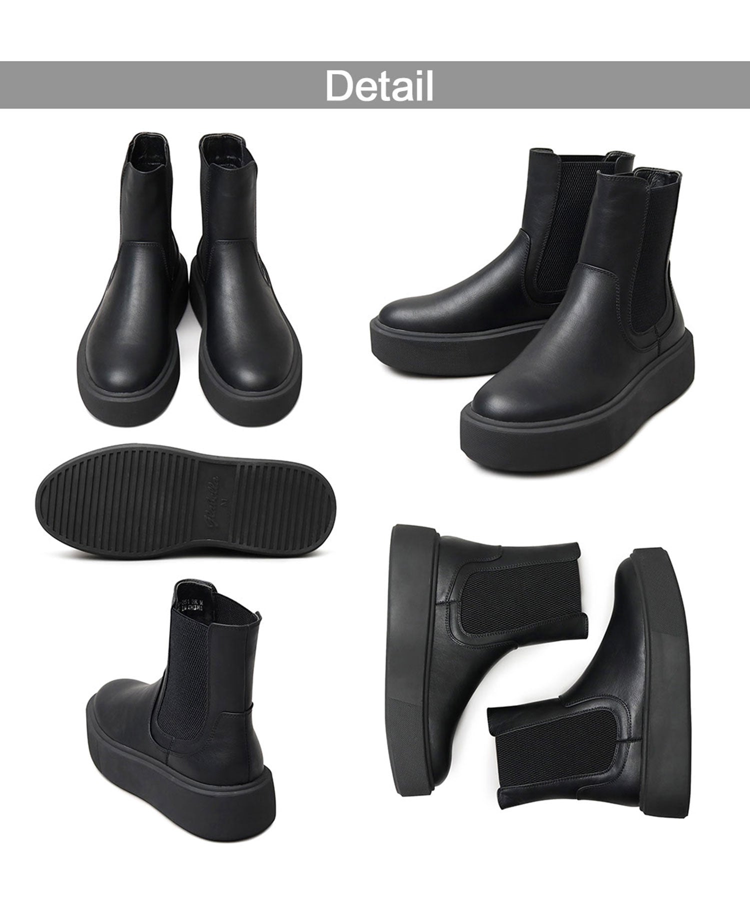 グラベラ glabella glabella グラベラ 厚底 平台 運動鞋底 側靴 Chelsea靴 男士靴 黑色 黑色 簡約