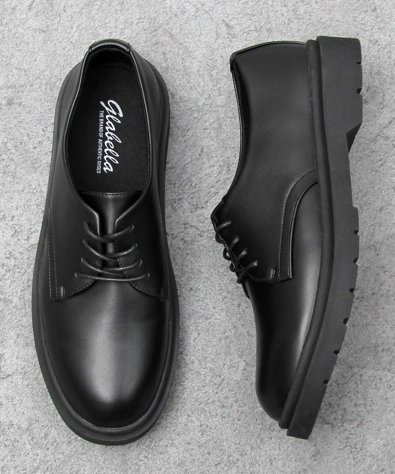 glabella 牛津鞋繫帶假皮革黑色