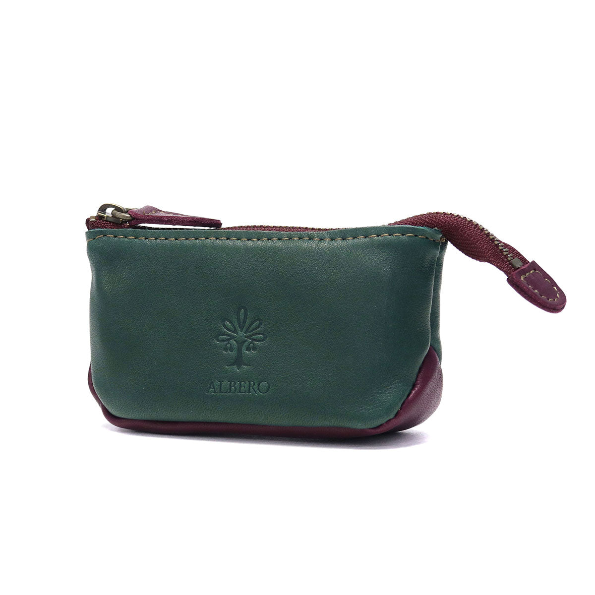 アルベロ ALBERO キーケース レディース スマートキー 小銭入れ ブランド 革 おしゃれ 本革 レザー コンパクト 小物入れ ミニポーチ 鍵入れ 鍵 日本製 LYON リヨン 4364 (ブルーグリーン×バーガンディ) ブルーグリーン×バーガンディ