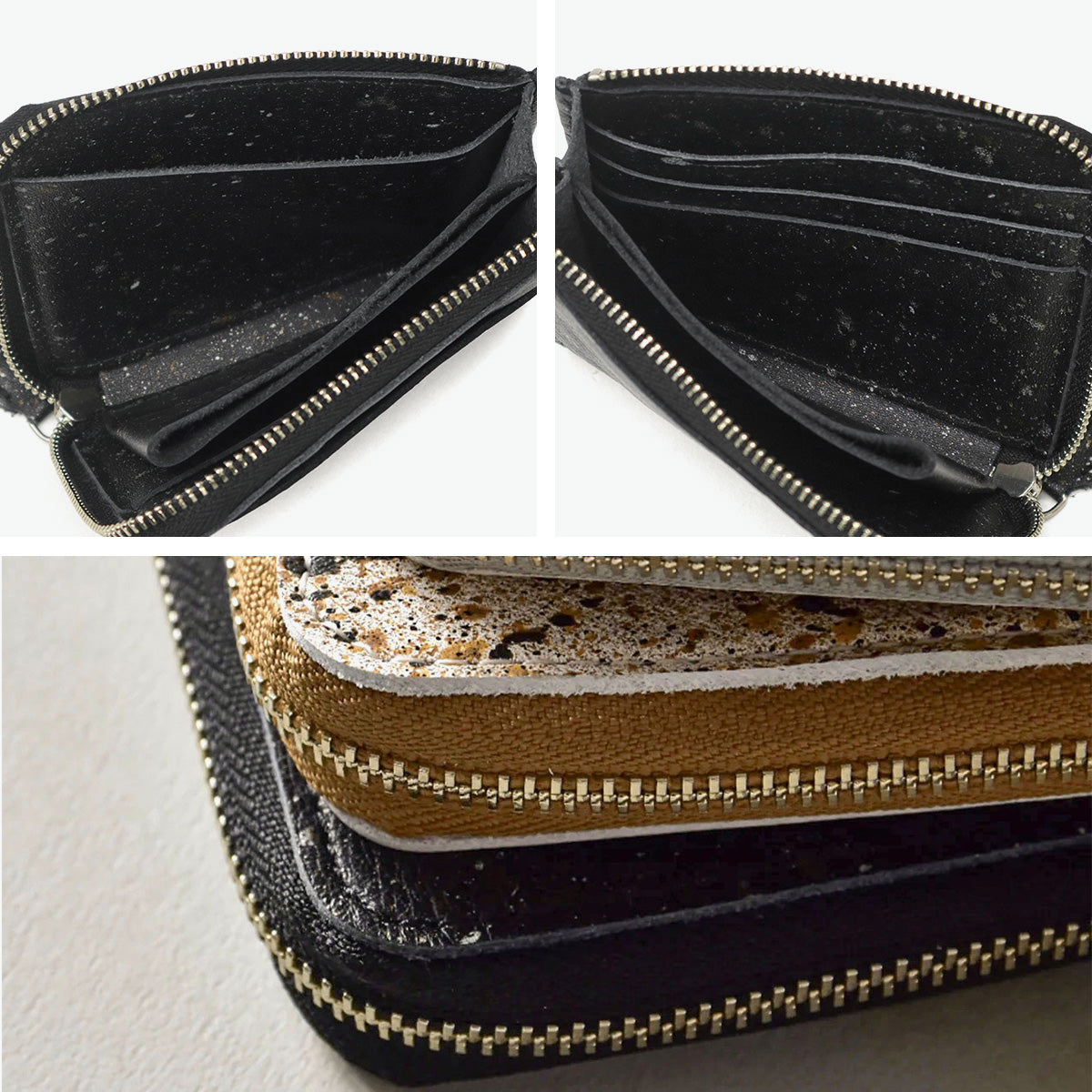 クルニー CRONY. 財布 メンズ レディース 本革 革 ブランド スリム 薄型 日本製 コンパクト ミニ財布 L字 小銭入れあり L字ファスナー MIKAGE HALF ZIP WALLET SMALL CRMK-05 (Black) Black