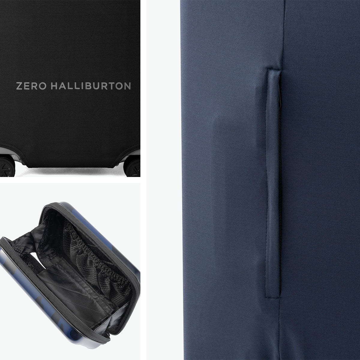 ゼロハリバートン ZERO HALLIBURTON スーツケースカバー 伸縮 おしゃれ アメニティー ケース シンプル Mサイズ トランクサイズ パッカブル ポーチ付き Medium-size Luggage Fit Cover 81772 (ネイビー) ネイビー