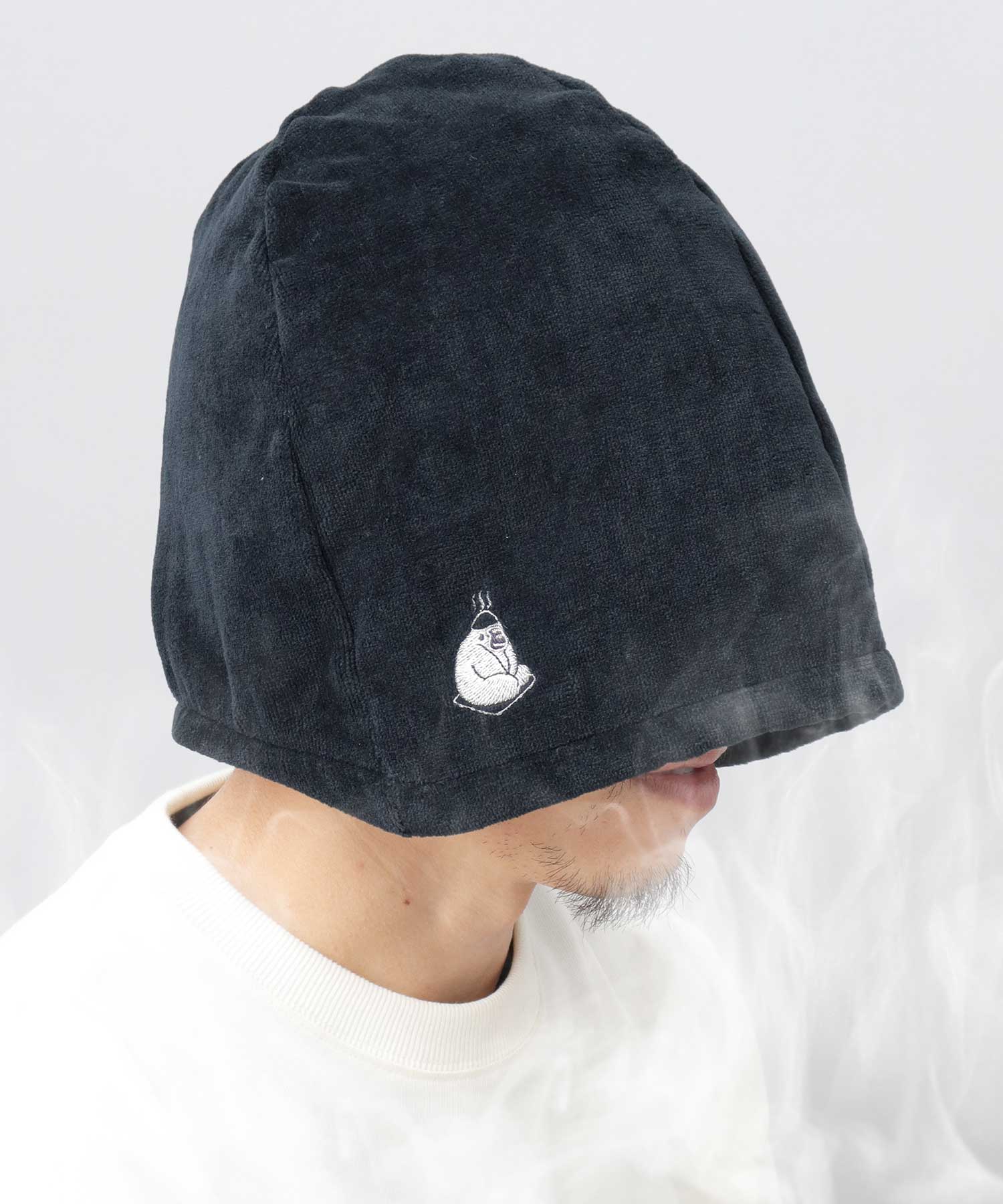 ゴリラックス ごリラックス 日本製 今治タオル 瞑想サウナハット 入浴 温泉 サウナ 帽子,サウナブラック