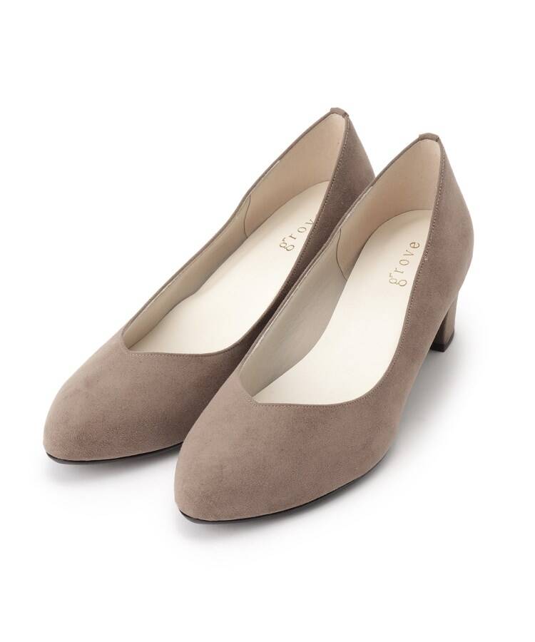 グローブ grove 【はっ水加工】やわここちチャンキーヒールパンプス(ヒール5.0cm) (ピンク(072)) ピンク(072)