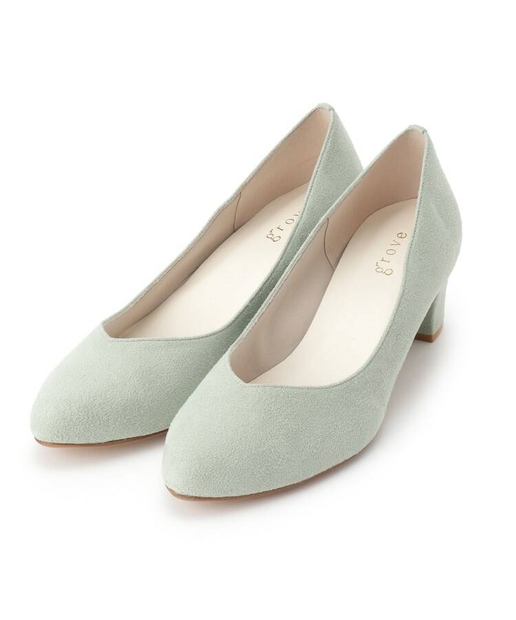 グローブ grove 【はっ水加工】やわここちチャンキーヒールパンプス(ヒール5.0cm) (ピンク(072)) ピンク(072)